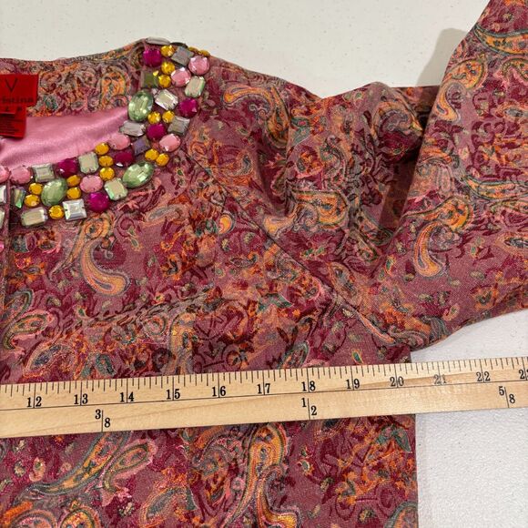 VTG Cristina Pink Paisley Jacquard Bolero Jacket Women L Cocktails Church - Picture 9 of 9